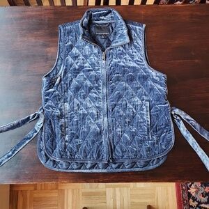 Banana Republic Quilted Vest Women Small Blue Velous Side Tie Lightweight